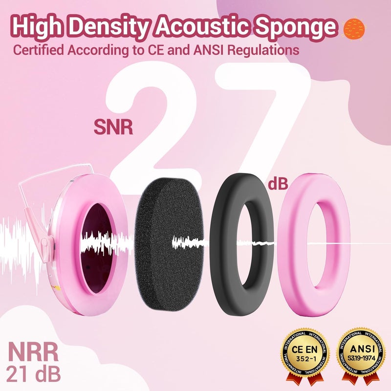 Dr.Meter Ear Muffs for Noise Reduction: 27SNR Noise Cancelling Headphones for Kids Adults - Toddler Kids Ear Protection for Monster Truck, Autism Sensory, Mowing, Concerts, Fireworks- Pink - Image 3